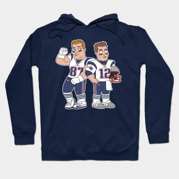 Gronk & Brady Pats Cartoon Hoodie by Carl Cordes